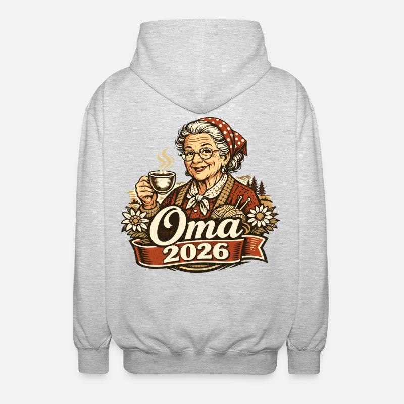Oma 2026 Loading Geschenk Enkelkind  - Unisex Kapuzenjacke - Hellgrau meliert