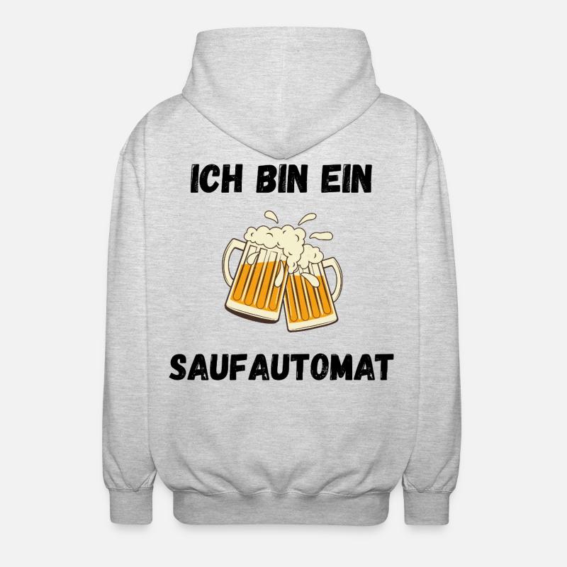 Ich bin ein Saufautomat - Unisex Kapuzenjacke - Hellgrau meliert