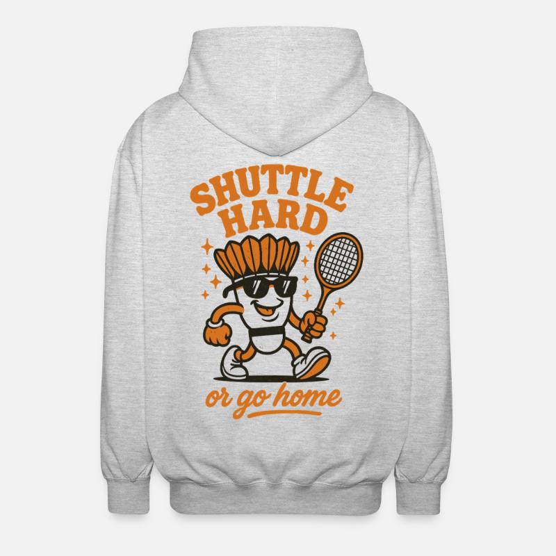 Navette Difficile | Motivation du badminton - Veste à capuche unisexe - gris clair chiné