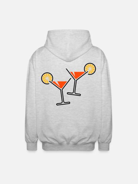 2 Cocktailgläser / Cocktail / Martini + (Orange) - Unisex Kapuzenjacke - Hellgrau meliert