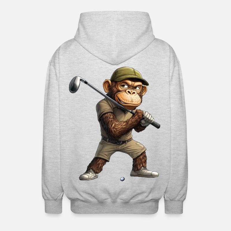 Monkey Golf / Golfer Monkey - Unisex Hooded Jacket - light heather grey