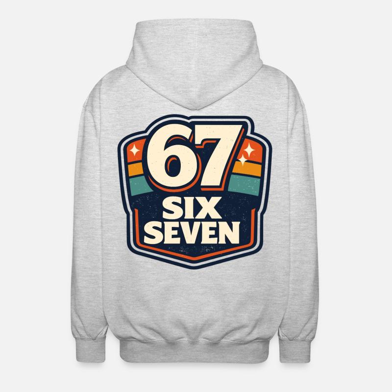 67 Six Seven Meme Funny Gift - Unisex Hooded Jacket - light heather grey
