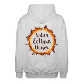 Solar eclipse chaser - Unisex Hooded Jacket - light heather grey - Back - AI Model Male 185 light (185cm)