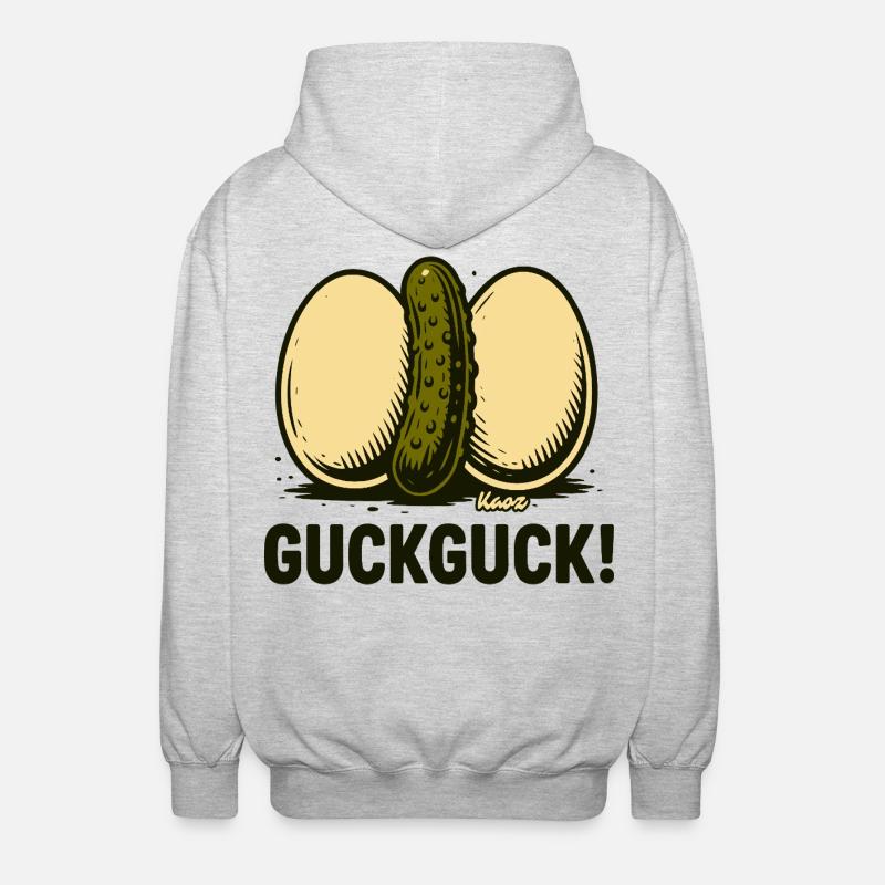 Two hard-boiled eggs with a cucumber - Unisex Hooded Jacket - light heather grey