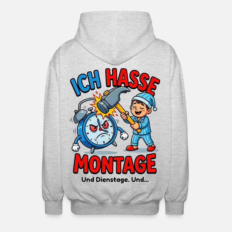 Je déteste les lundis – Alarm & Hammer - Veste à capuche unisexe - gris clair chiné