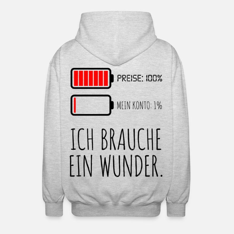 Prix, 100 % Mon compte 1 % - Veste à capuche unisexe - gris clair chiné