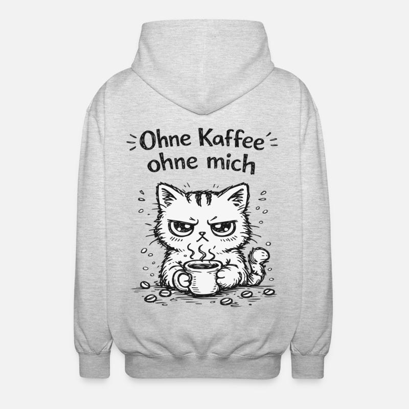 Grimace de café de chat - Veste à capuche unisexe - gris clair chiné