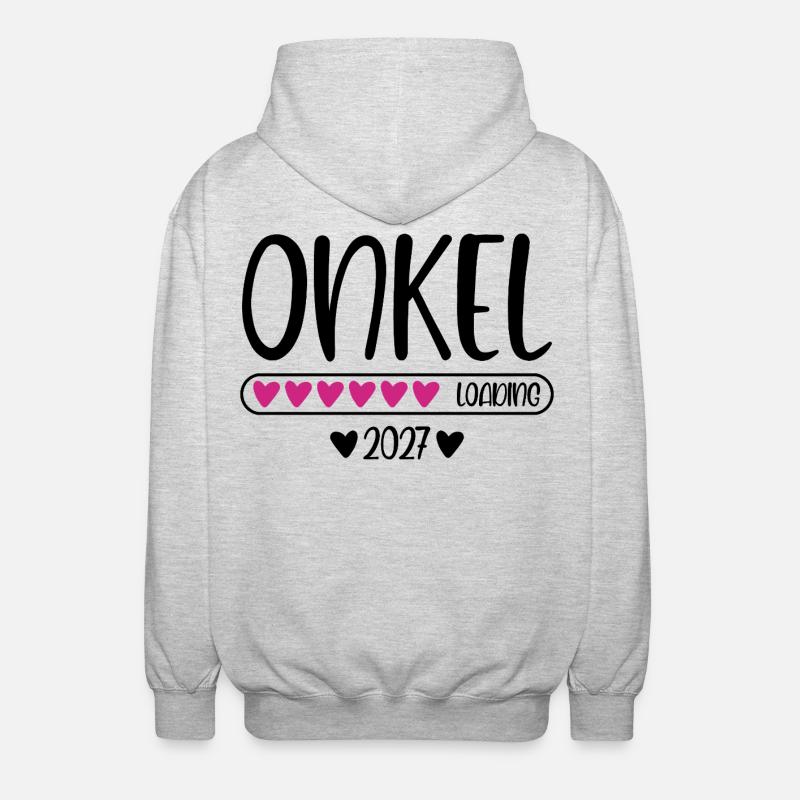 Onkel 2027 loading Herzchen Ladebalken - Unisex Kapuzenjacke - Hellgrau meliert