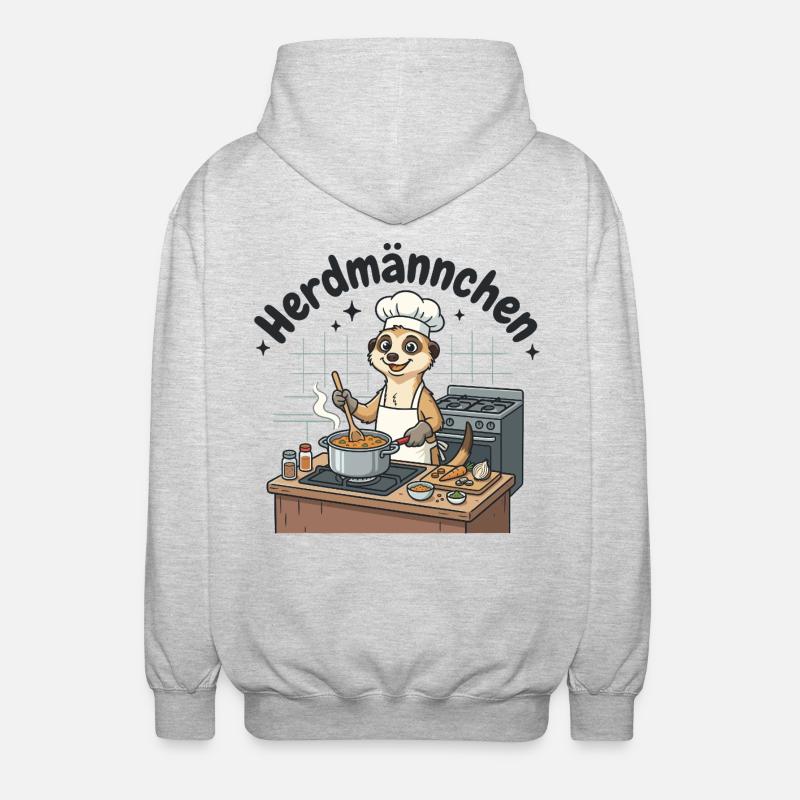 Herdmännchen Koch Erdmännchen am Herd  - Unisex Kapuzenjacke - Hellgrau meliert