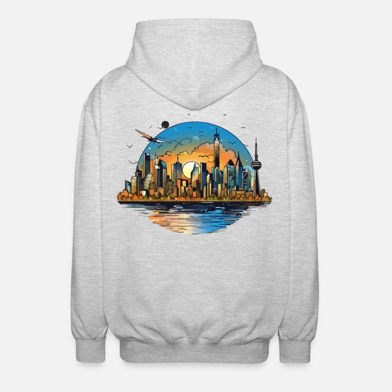 Sunset Skyline Reflection - Unisex Hooded Jacket - light heather grey
