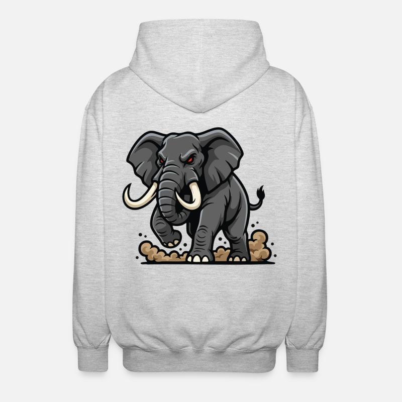 Wild Elephant Charge Maskottchen Elefanten Power - Unisex Kapuzenjacke - Hellgrau meliert