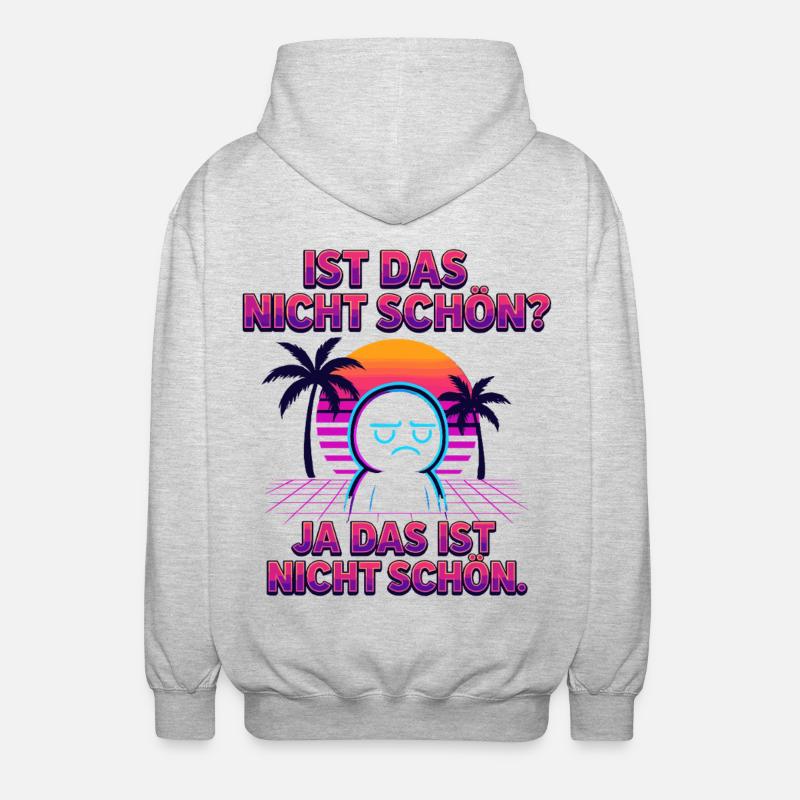 Nicht-schön Synthwave Neonspruch - Unisex Kapuzenjacke - Hellgrau meliert