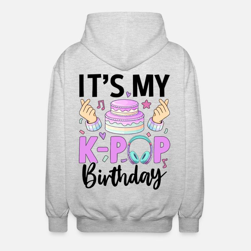 C’est mon anniversaire de K Pop - Veste à capuche unisexe - gris clair chiné