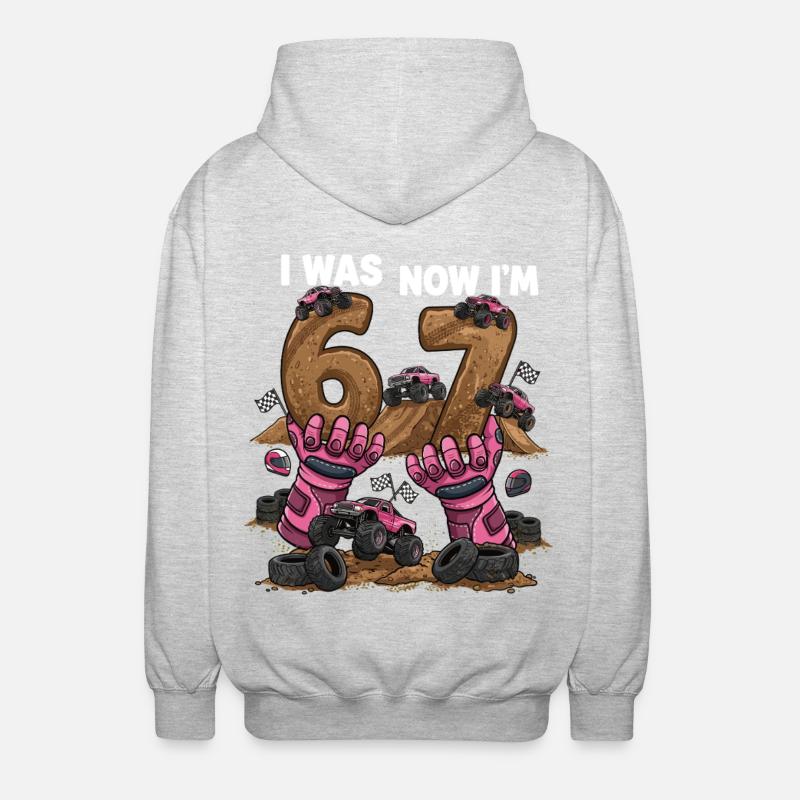 6 Jetzt 7 Monstertrucker Mädchen - Unisex Kapuzenjacke - Hellgrau meliert