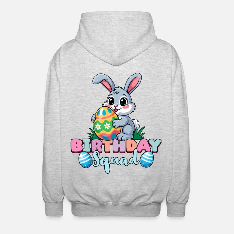 Birthday Squad Happy Easter Bunny Spring - Unisex Hooded Jacket - light heather grey