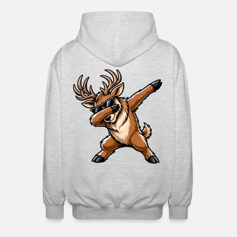 Dabbing Deer - Unisex Hooded Jacket - light heather grey