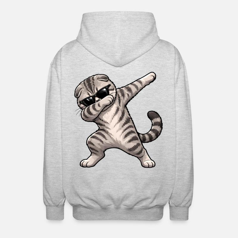 Dabbing Scottish Fold - Unisex Hooded Jacket - light heather grey