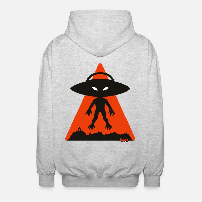Alien Shadow Under Orange Triangle - Unisex Hooded Jacket - light heather grey