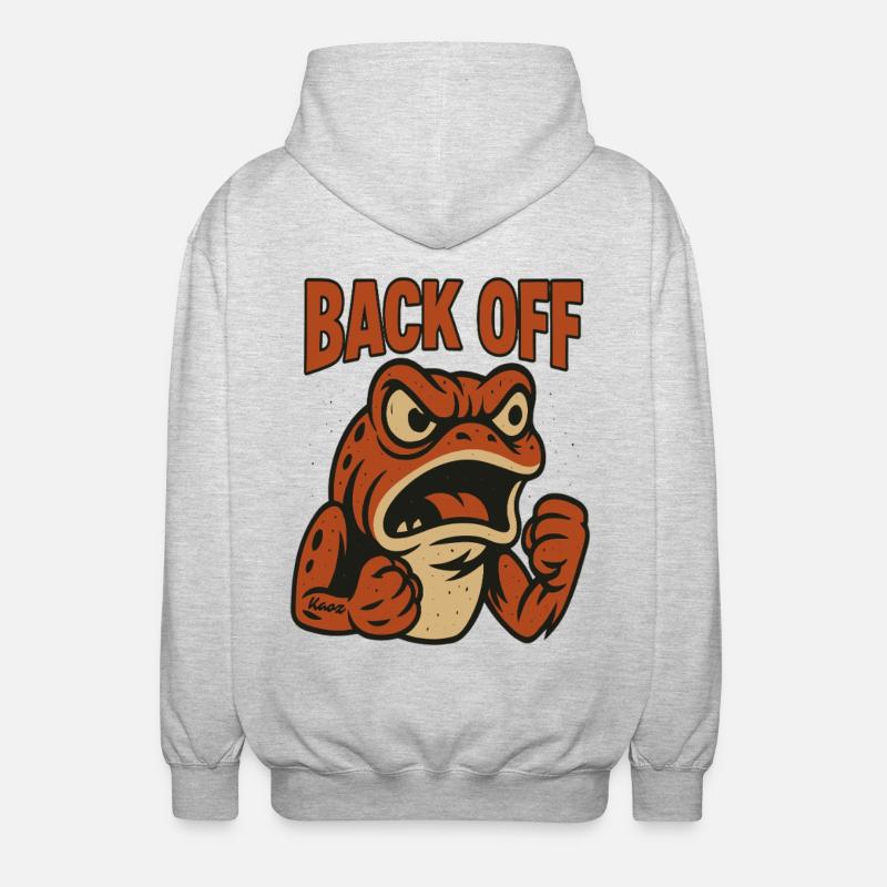 Zurück von Angry Frog Patch - Unisex Kapuzenjacke - Hellgrau meliert