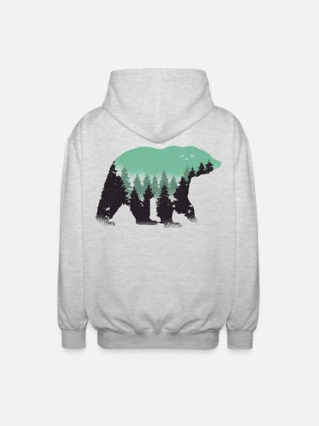 Bear Forest Nature - Unisex Hooded Jacket - light heather grey