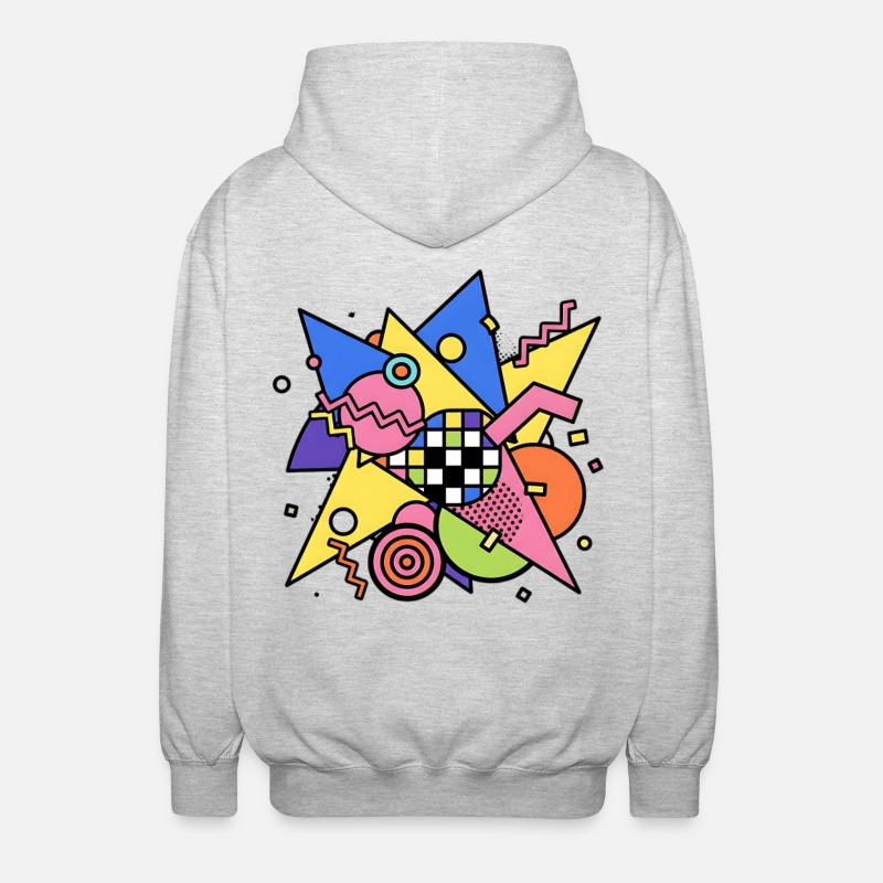Abstract Geometric Pattern 90s Style - Unisex Hooded Jacket - light heather grey