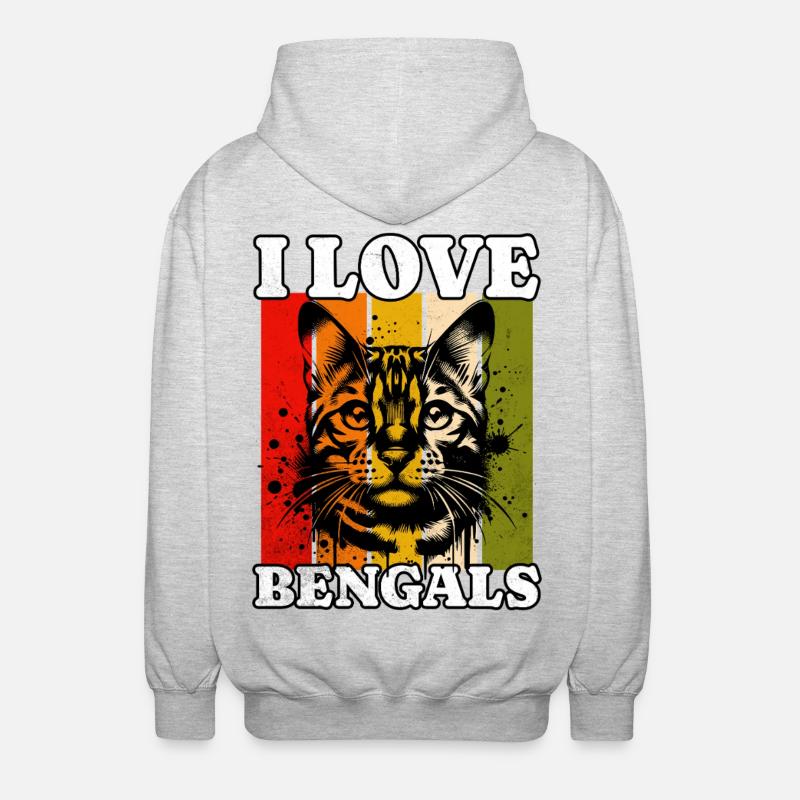 J’adore le chat du Bengale - Veste à capuche unisexe - gris clair chiné