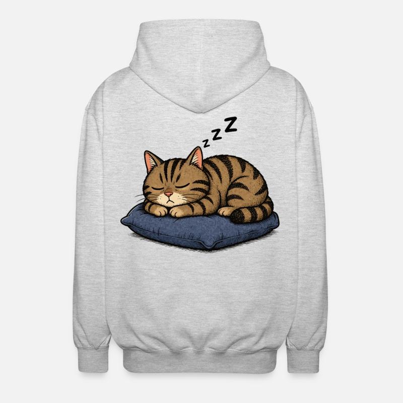 Chat endormi sur l’oreiller - Veste à capuche unisexe - gris clair chiné