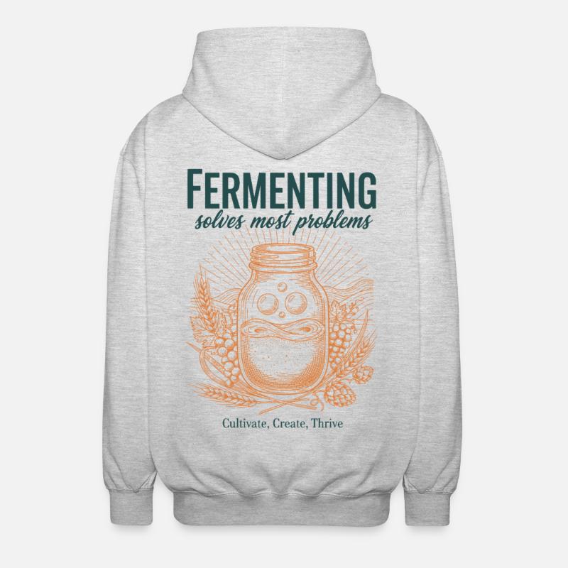 Fermenting Solves Most Problems Sourdough Era - Unisex Hooded Jacket - light heather grey