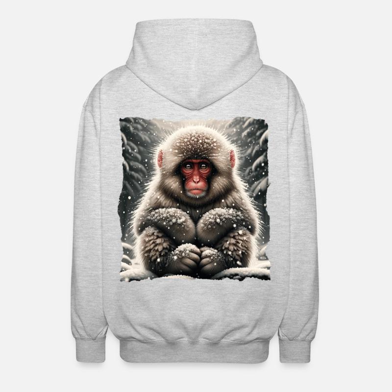 Schneeaffe Snow Monkey - Unisex Kapuzenjacke - Hellgrau meliert