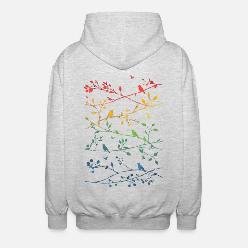 Branches arcenciel et oiseaux - Veste à capuche unisexe - gris clair chiné