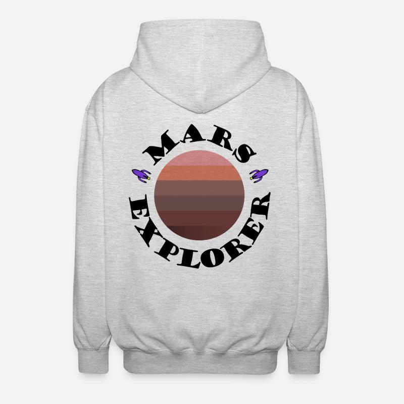 Mars Planet Sunset with Rockets - Unisex Hooded Jacket - light heather grey