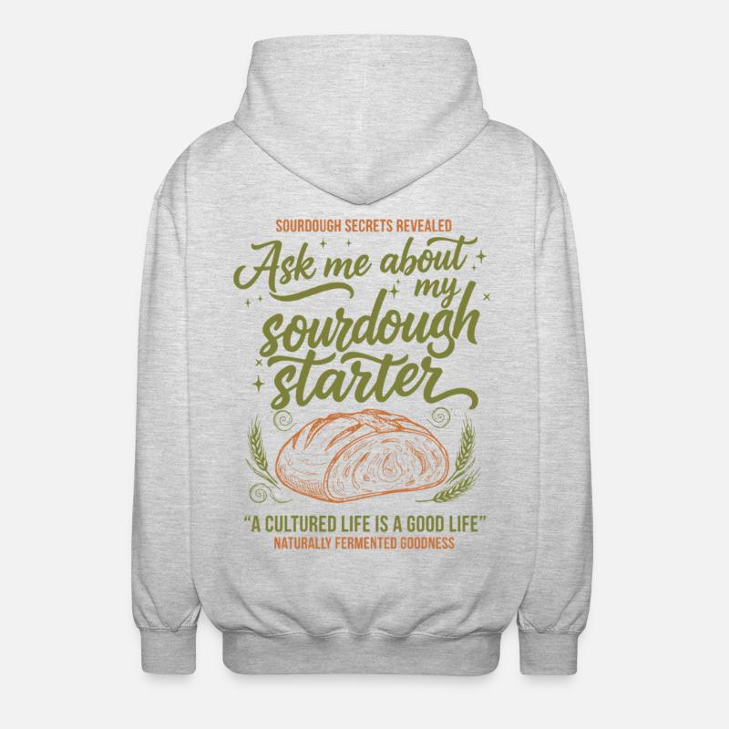 Sourdough Bread Baking Baker Starter Era - Unisex Hooded Jacket - light heather grey