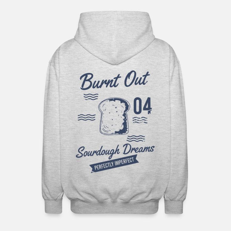 Sauerteigbrot Backen, ausgebrannte Sauerteigträume - Unisex Kapuzenjacke - Hellgrau meliert