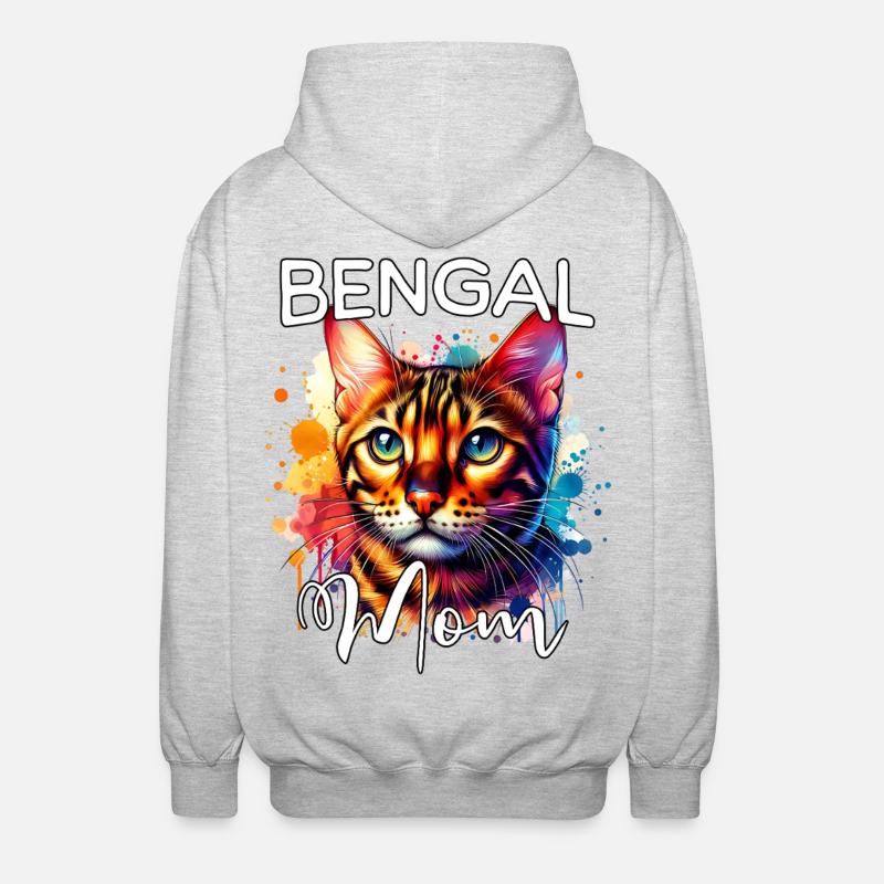 Maman chatte du Bengale - Veste à capuche unisexe - gris clair chiné