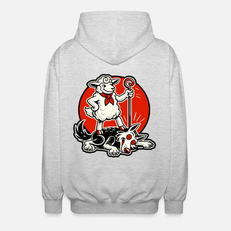 Héros mouton avec un escroc - Veste à capuche unisexe - gris clair chiné