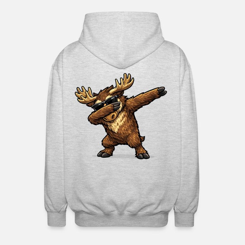 Dabbing Elch - Unisex Kapuzenjacke - Hellgrau meliert