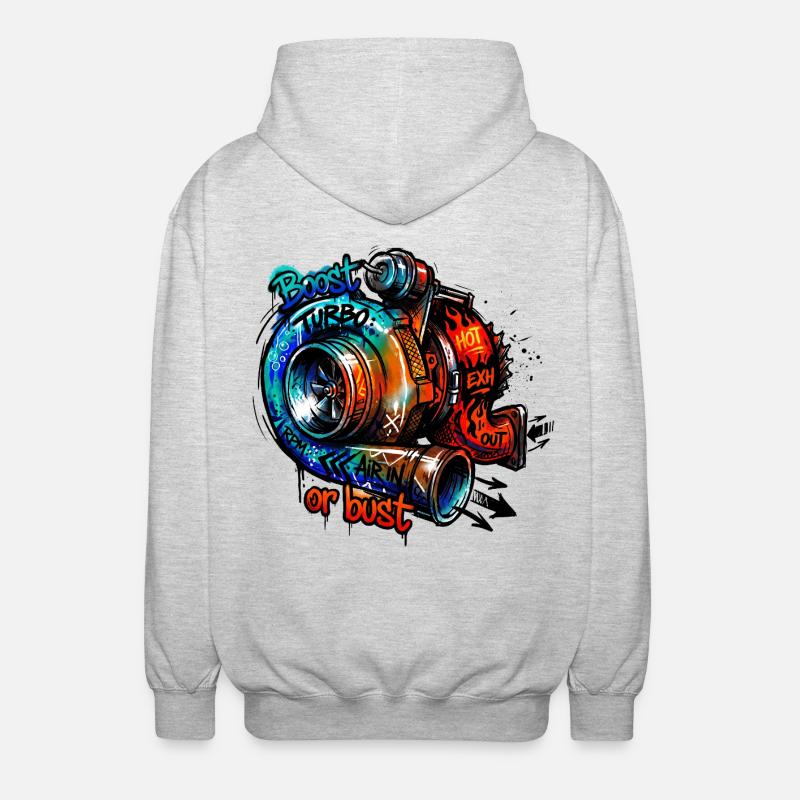 Turbo Boost or Bust - Unisex Hooded Jacket - light heather grey