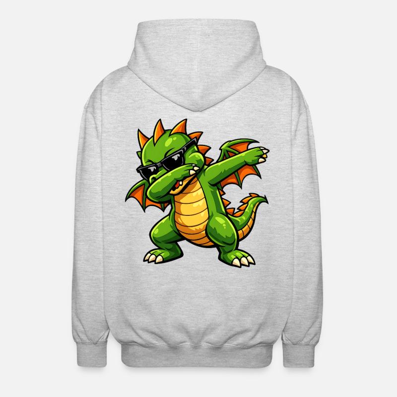 Cute Dabbing Dragon - Unisex Hooded Jacket - light heather grey