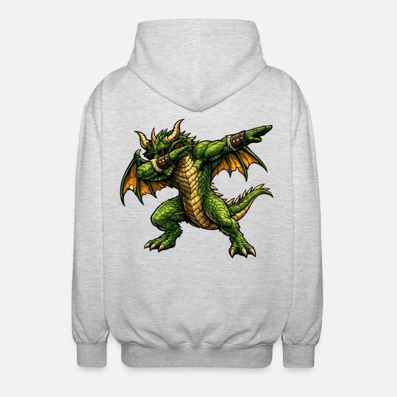 Ernsthafter Dabbing Drache - Unisex Kapuzenjacke - Hellgrau meliert