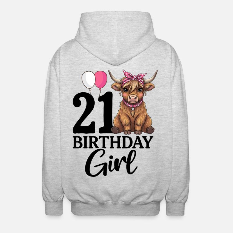Fille d’anniversaire de 21 ans - Veste à capuche unisexe - gris clair chiné