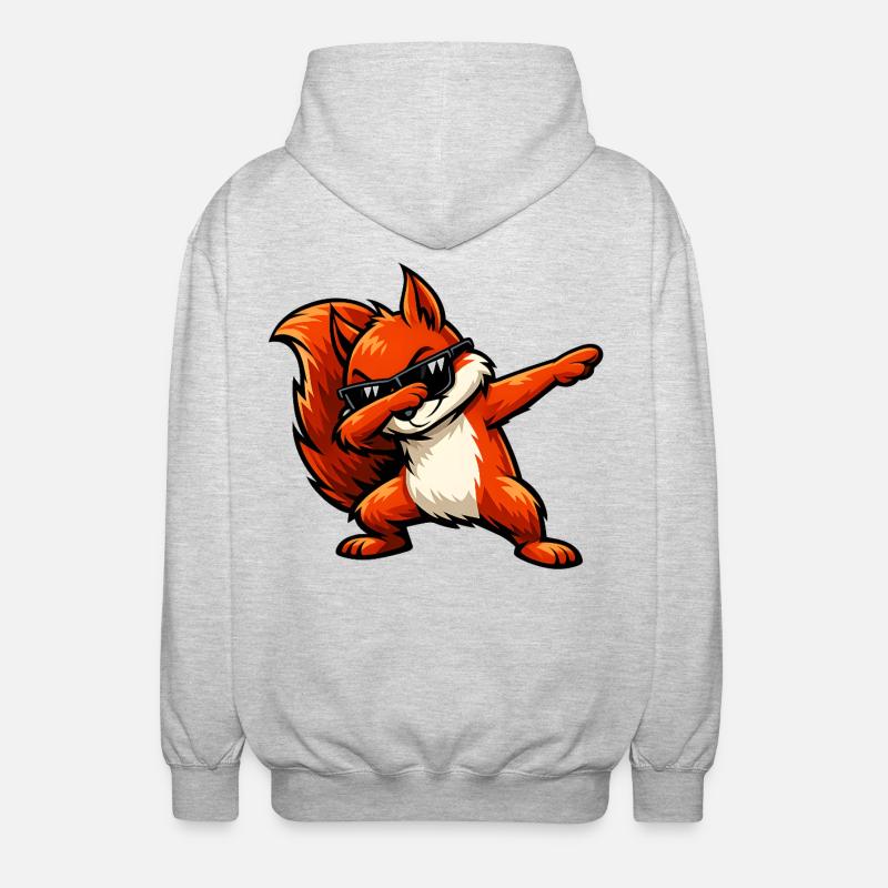 Dabbing Rotes Eichhörnchen - Unisex Kapuzenjacke - Hellgrau meliert