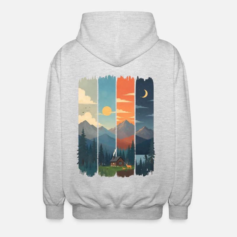 Horizonte in vier Gebirgstafeln - Unisex Kapuzenjacke - Hellgrau meliert
