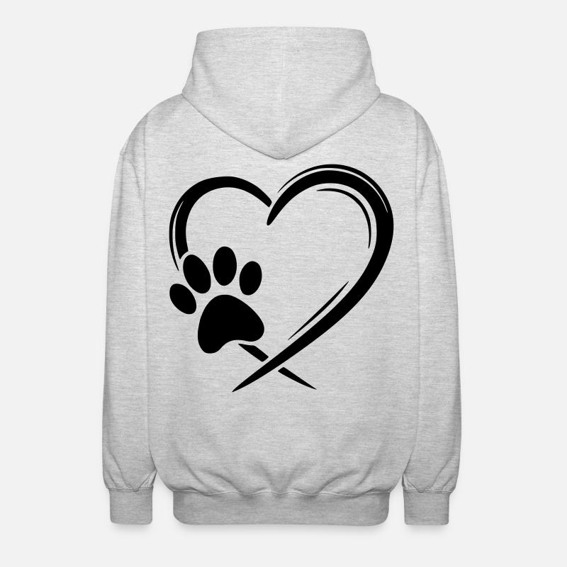 Paw Heart - Unisex Hooded Jacket - light heather grey