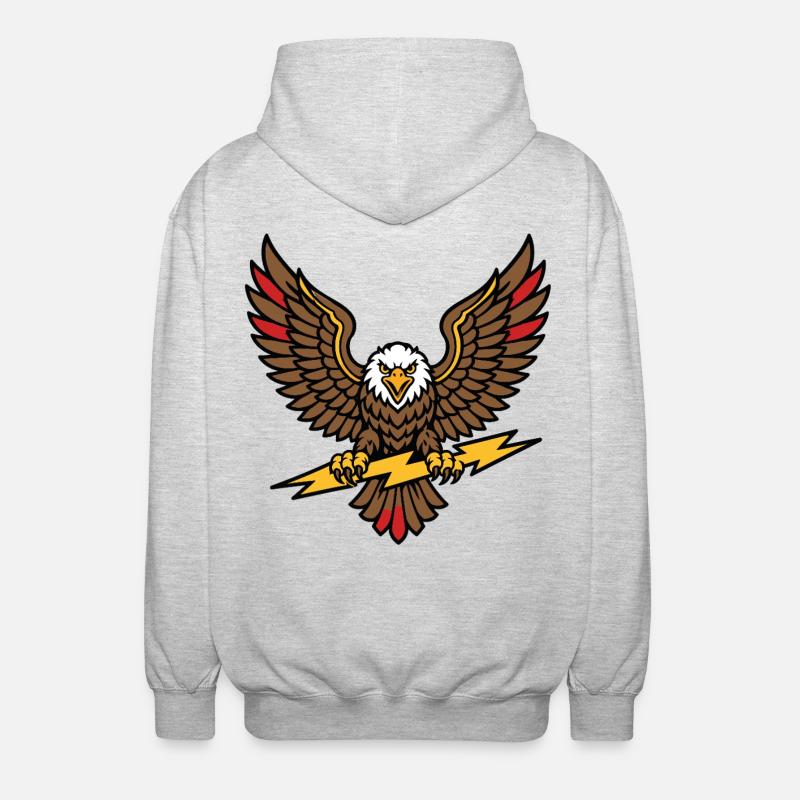 Alter-Schule-Tattoo-Stil Lightning Eagle - Unisex Kapuzenjacke - Hellgrau meliert