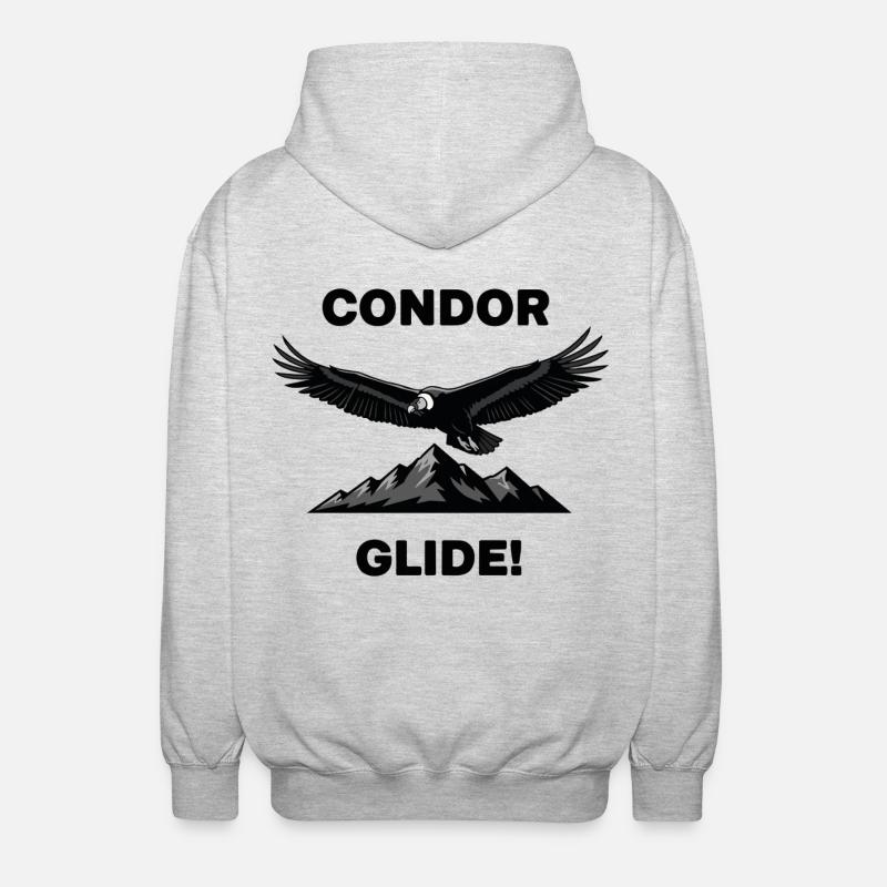 Anden-Kondor-Gleitflug Schwarzer Condor - Unisex Kapuzenjacke - Hellgrau meliert