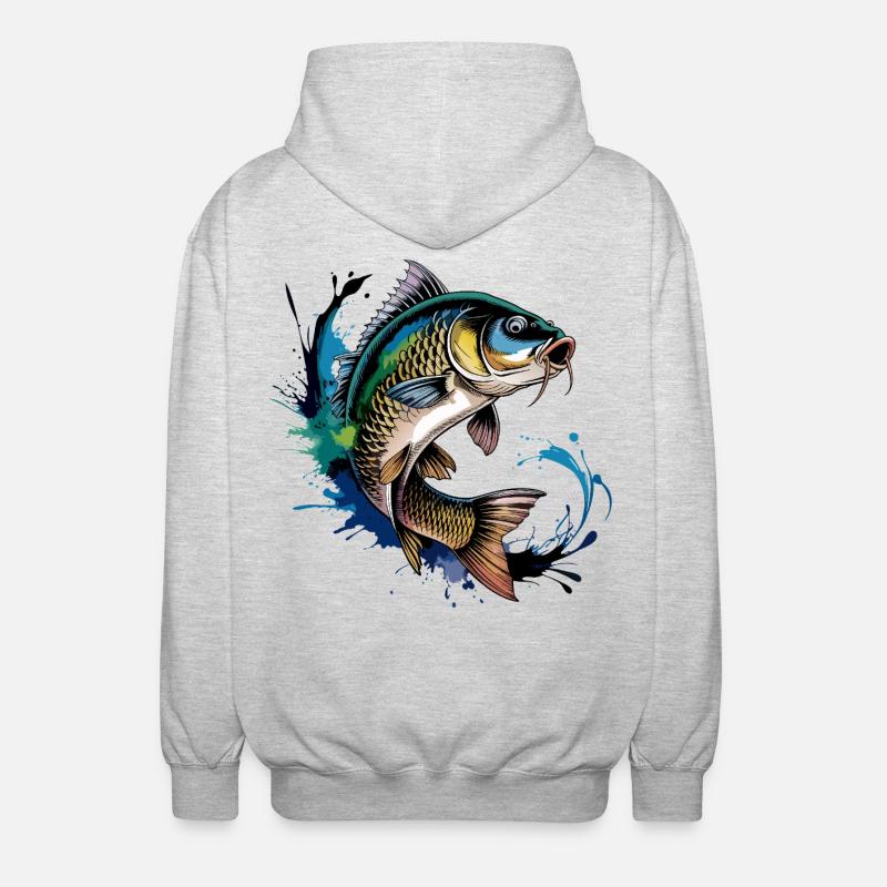 Springender Karpf - Unisex Kapuzenjacke - Hellgrau meliert