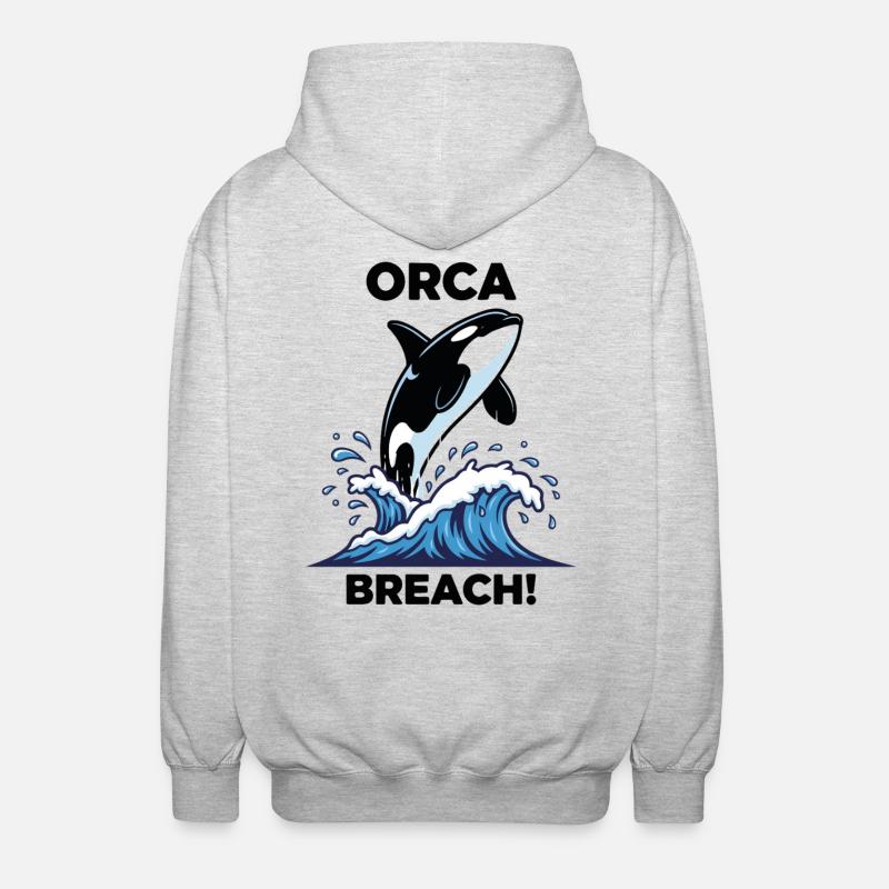 Schwertwal-Durchbruch-Seeorca - Unisex Kapuzenjacke - Hellgrau meliert