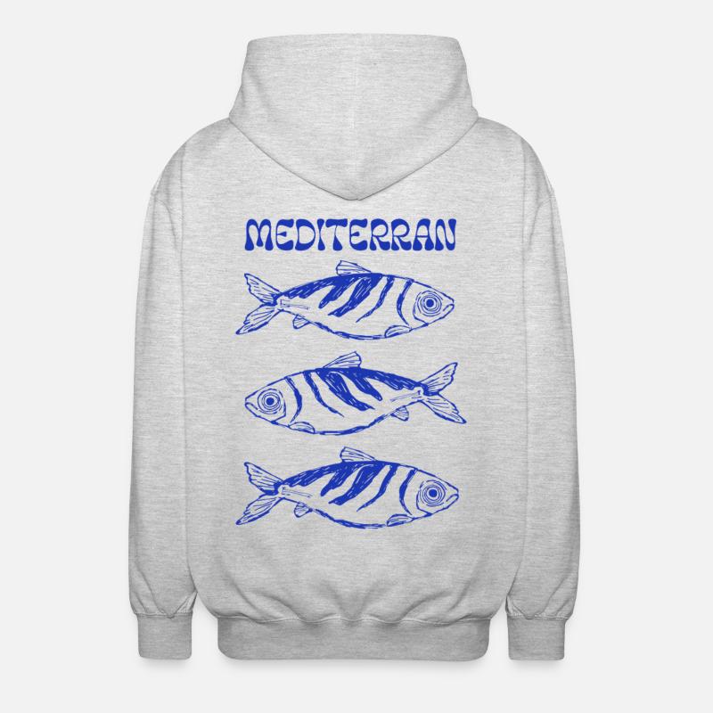 Sardines - Trilogie méditerranéenne - Veste à capuche unisexe - gris clair chiné