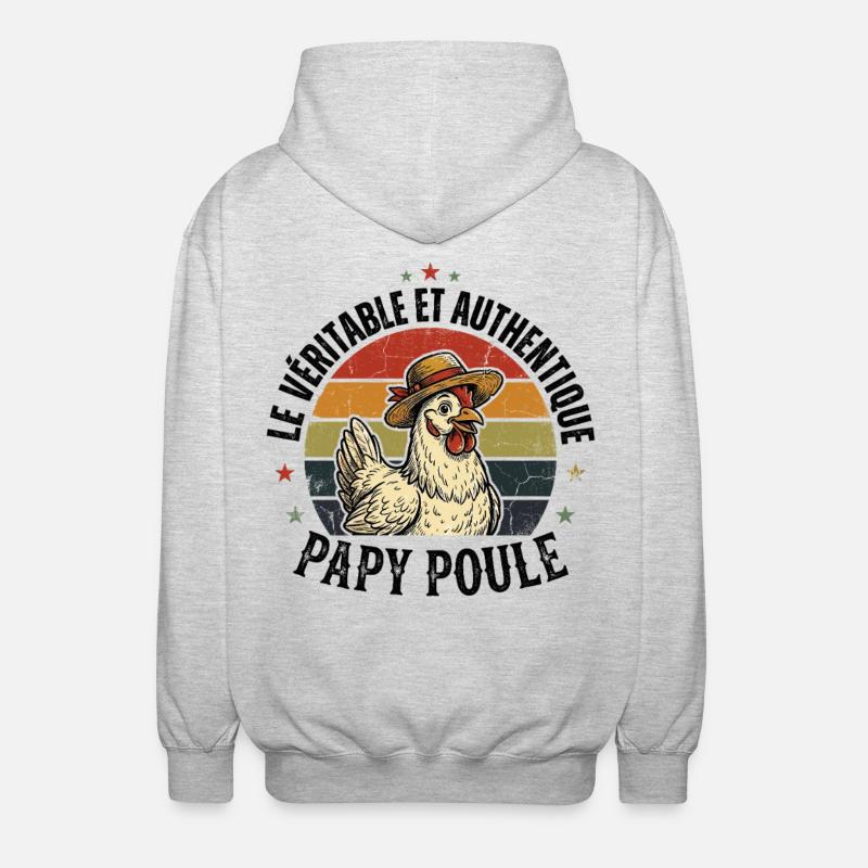 Véritable Et Authentique Papy Poule - Veste à capuche unisexe - gris clair chiné