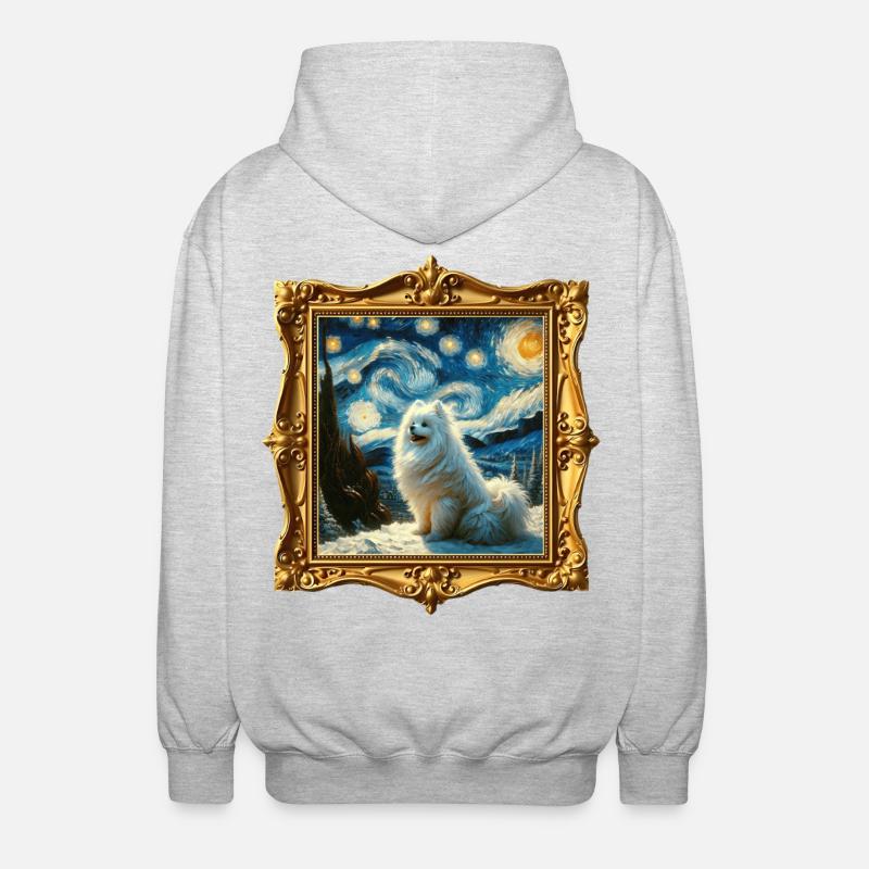 Spitz Zwergspitz Starry Night - Unisex Kapuzenjacke - Hellgrau meliert